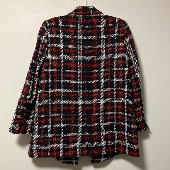 Zara tweed long blazer black White red - Picture 5 of 6